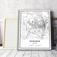 Dubuque, Iowa Modern Map Print 