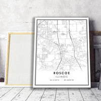 
              Roscoe, Illinois Modern Map Print  
            