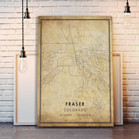 
              Fraser, Colorado Vintage Style Map Print 
            