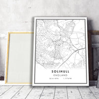 
              Solihull, England Modern Style Map Print 
            