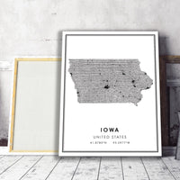 
              Iowa, United States Modern Style Map Print
            
