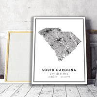 
              South Carolina, United States Modern Style Map Print 
            