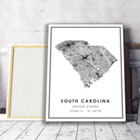 South Carolina, United States Modern Style Map Print 