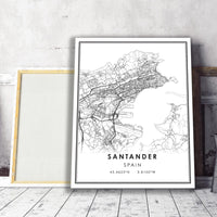 
              Santander, Spain Modern Style Map Print 
            