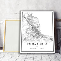 
              Palermo Sicily, Italy Modern Style Map Print 
            