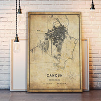 
              Cancun, Mexico Vintage Style Map Print 
            
