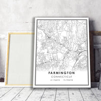 Farmington, Connecticut Modern Map Print 