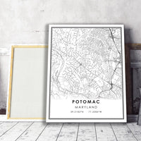 Potomac, Maryland Modern Map Print 