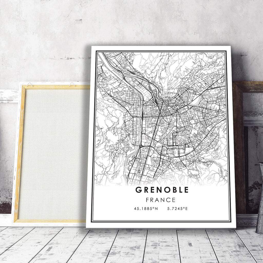 Grenoble, France Modern Style Map Print 