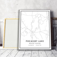 
              Pocasset Lake, Wayne Maine Modern Map Print 
            