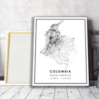 
              Colombia, South America Modern Style Map Print 
            