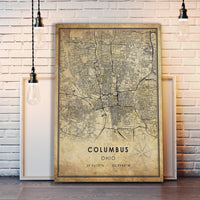 
              Columbus, Ohio Vintage Style Map Print 
            