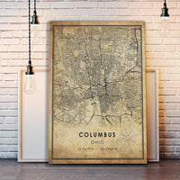 Columbus, Ohio Vintage Style Map Print 