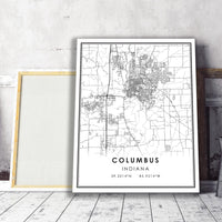 Columbus, Indiana Modern Map Print 