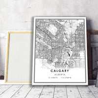 Calgary, Alberta Modern Style Map Print 