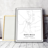 Gays Mills, Wisconsin Modern Map Print 