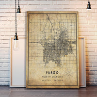 Fargo, North Dakota Vintage Style Map Print 