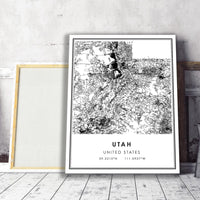 Utah, United States Modern Style Map Print 