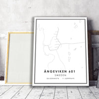 
              Angeviken, Sweden Modern Style Map Print 
            