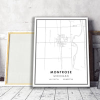 Montrose, Michigan Modern Map Print 