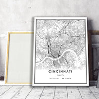 
              Cincinnati, Ohio Modern Map Print
            