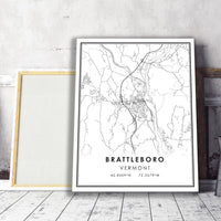 
              Brattleboro, Vermont Modern Map Print 
            