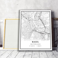 
              Basel, Switzerland Modern Style Map Print 
            