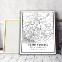 North Augusta, South Carolina Modern Map Print 