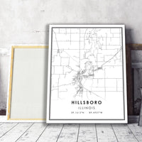 
              Hillsboro, Illinois Modern Map Print 
            