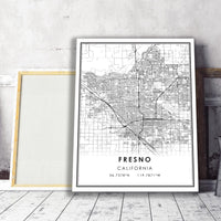 Fresno, California Modern Map Print 
