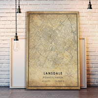 Lansdale, Pennsylvania Vintage Style Map Print 