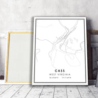 Cass, West Virginia Modern Map Print 