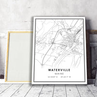 
              Waterville, Maine Modern Map Print 
            