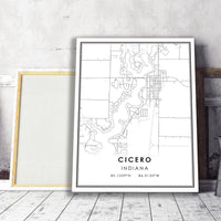 
              Cicero, Indiana Modern Map Print 
            