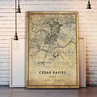 Cedar Rapids, Iowa Vintage Style Map Print 