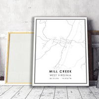 
              Mill Creek, West Virginia Modern Map Print
            