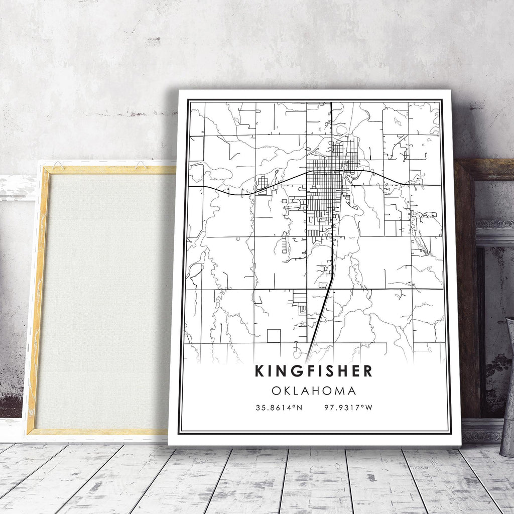 Kingfisher, Oklahoma Modern Map Print 