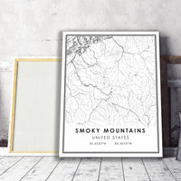 
              Smoky Mountain, Tennessee Modern Map Print 
            