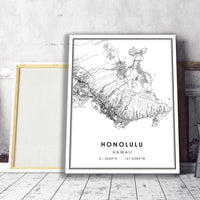 
              Honolulu, Hawaii Modern Map Print 
            