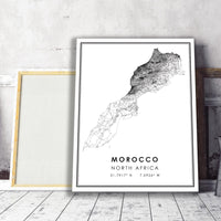 Morocco, North Africa Modern Style Map Print 