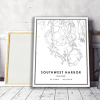 
              Southwest Harbor, Maine Modern Map Print 
            