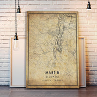 Martin, Slovakia Vintage Style Map Print 