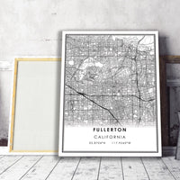 Fullerton, California Modern Map Print 