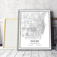 Racine, Wisconsin Modern Map Print