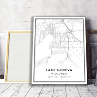 Lake Geneva, Wisconsin Modern Map Print 