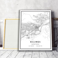 
              Billings, Montana Modern Map Print 
            