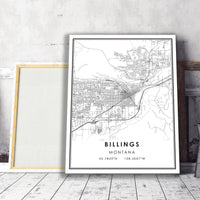 Billings, Montana Modern Map Print 