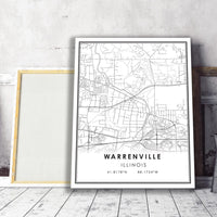 
              Warrenville, Illinois Modern Map Print 
            