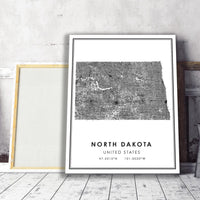 North Dakota, United States Modern Style Map Print 