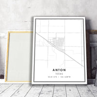 Anton, Texas Modern Map Print